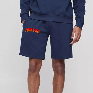 OEM/ODM short en polyester/coton pour hommes High Street couleur marine unie quart de longueur respirant taille élastique toile tissu salle de sport - Product Image 1