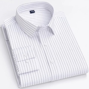 Chemise rayée à manches longues pour hommes, anti-rides, sans repassage, formelle, mode décontractée, chemises sociales de bureau. - Product Image 2
