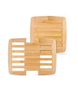 Paquete de 2 salvamanteles de bambú extensible de 9 pulgadas a 11,8 pulgadas almohadilla caliente cuadrada salvamanteles alfombrilla de madera resistente al calor para platos calientes cuencos - Product Image 1