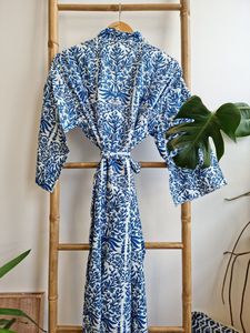 Pur coton imprimé à la main jardin persan Floral Coverup étage-longueur maison Robe pour automne hiver noël pour les nouvelles mamans maternité - Product Image 6