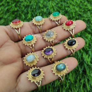 Anillo Eternity Vermeil más vendido, joyería para boda para mujer, mezcla de piedras preciosas de plata esterlina con diamante chapado en oro - Product Image 2