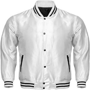 Chaqueta Bomber Varsity de satén Chaqueta de béisbol acolchada Varsity de satén de seda bordada personalizada Hecho en Pakistán - Product Image 3
