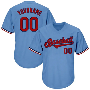 2024 échantillon gratuit en gros impression personnalisée chemises unies haut bleu hommes Sublimation pas cher Baseball Jersey été hauts - Product Image 1