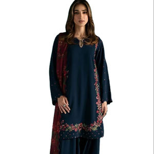 Traje/Vestido Anarkali de Moda con Patrón de Manga Larga Bordado en Georgette de Piel de Zorro Pura, Completamente Cosido y Descosturado, para Fiestas - Product Image 1