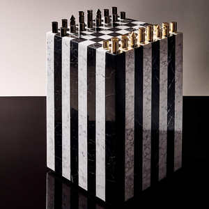 Modern Fori Marble Game <b>Side</b> <b>Table</b> <b>Black</b> and White Elegant Centerpiece <b>for</b> Home Decor <b>Living</b> <b>Room</b> Entertainment From India - Product Image 1