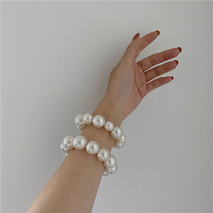 Coleteros Elásticos de Perlas, Elegantes Lazos para el Cabello con Perlas, Pulsera para Cola de Caballo, Lazos Decorativos para el Cabello, Cintas para el Cabello con Perlas Blancas - Product Image 4