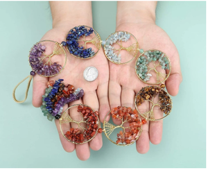 Árbol de la vida curativo de cristal, ornamento colgante de pared, decoración para la buena suerte, Reiki, Yoga, meditación, protección, 7 piedras - Product Image 4