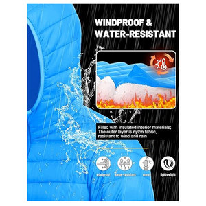 Veste matelassée pour homme tendance, imperméable, légère, matelassée, pour le streetwear et les activités hivernales en plein air - Product Image 3