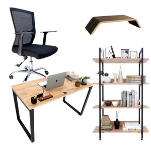 PLV001 Office Combo with Bookshelf 4 Items Set - Product Image 1