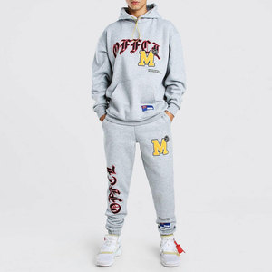 Ensemble de survêtement pour homme à capuche d'hiver OEM, personnalisable, deux pièces, pantalon de jogging évasé, streetwear, 100% coton - Product Image 1