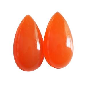 Paire de cabochon en cornaline orange en forme de poire naturelle polie pour boucle d'oreille et fabrication de bijoux - Product Image 4