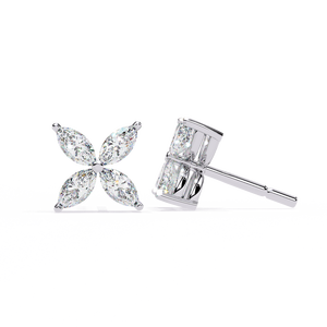 Boucles d'oreilles classiques en or 18 carats pour femmes, diamants de laboratoire de qualité supérieure, taille marquise, uniques - Product Image 1