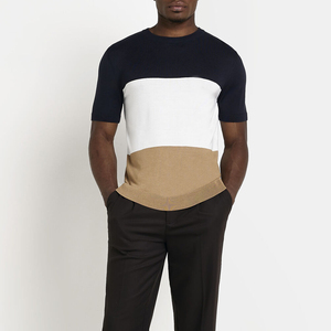 T-shirt à blocs de couleur T-shirt à blocs de couleur graphique pour hommes avec blocage des couleurs Ringer T-shirts - Product Image 2