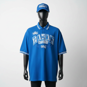 Polo pour homme en polyester piqué de haute qualité, 220 GSM, respirant, couleur bleue, broderie, logo personnalisé, chemises polo pour homme - Product Image 6