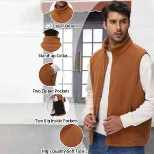 Chaleco polar sin mangas personalizado para hombre con logotipo bordado al aire libre etiqueta chaqueta de trabajo para senderismo y uso uniforme - Product Image 3