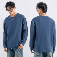 Vêtements coréens pour hommes sans logo, pull à col rond pour hommes, sweat-shirt à col rond, pull en tricot pour hommes
