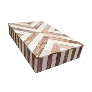 Handmade Natural Bone Inlay <b>Wood</b> Jewelry <b>Box</b> Chevron Design Rectangular <b>Keepsake</b> with Laser Engraved Home Decor for Women Girls - Product Image 1