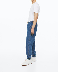Jeans de mezclilla azules holgados de pierna ancha para hombre, estilo High Street, fabricados con alta calidad, 100% algodón peinado, personalizables. - Product Image 1