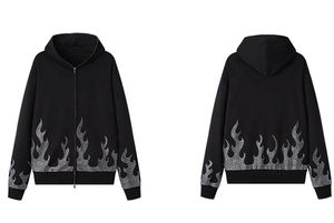 Sweats à capuche personnalisés en strass cristal pour hommes Taille XS Pull à fermeture éclair complète avec logo imprimé et sweats à capuche en strass design - Product Image 6