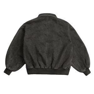 Blouson d'aviateur en denim d'hiver décontracté pour femmes et hommes, délavé à l'acide, avec boutons 100% coton - Product Image 2