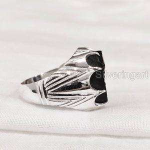 Bague pour homme d'exportation Tourmaline noire brute naturelle Pierre précieuse Octobre Bague de naissance Bijoux arabes orientaux Bague en argent sterling 925 - Product Image 3