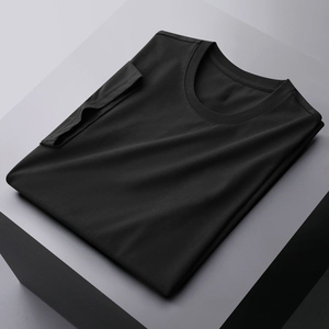 OEM Conception de logo personnalisé T-shirts respirants décontractés à la mode brodés à manches courtes de couleur unie en coton mercerisé - Product Image 5