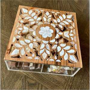 Caja de regalo acrílica moderna con exquisita tapa con Incrustaciones de nácar, diseño árabe personalizado, decoración festiva de boda Eid - Product Image 3