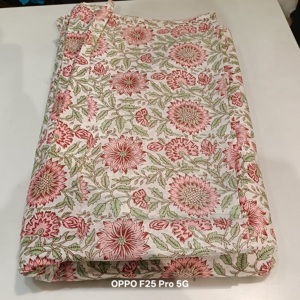 ผ้าทอลายดอกไม้ทำจากผ้าฝ้ายอินเดียสำหรับเย็บชุดกระเป๋าผ้าม่าน-เด็กผู้หญิง - Product Image 2