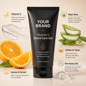 Huile de croissance de barbe à la vitamine C, marque privée, OEM, biologique, rafraîchissante, hydratante, tenue moyenne, pour le soin masculin - Product Image 1