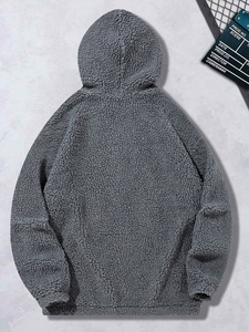 Men's 100% Cotton Blank Thick High Quality Oversized Pullover Custom logo Print <b>Sherpa</b> Hoodie and Sweatshirt - Product Image 6