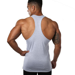 Débardeur de gym en coton blanc personnalisé pour hommes avec logo de course à pied Stringer à col en V sur tissu standard - Product Image 5