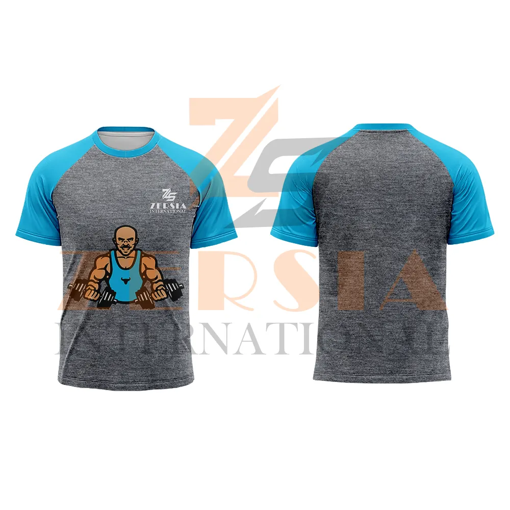 High Quality New Arrival Custom Brand Logo Fashion Raglan Sleeve Screen Printed T shirt for men 100% Cotton gym wear gym apparel