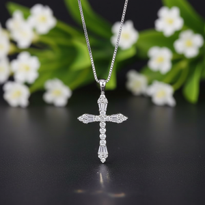 Colgante de Cruz Delicado de Moda Hip Hop, Plata de Ley 925, Moissanita VVS, Joyería de Compromiso y Boda, Micro Pavé - Product Image 1