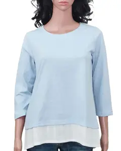 कैज़ुअल वियर महिलाओं के टी शर्ट कपड़े महिलाओं की लंबी आस्तीन वाले टॉप ब्रांडेड कलेक्शन एक्सपोर्ट सरप्लस गारमेंट्स