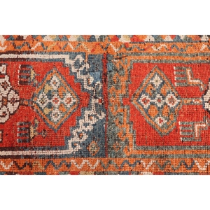 Alfombra Turca Herki Pequeña de 2.6x12 pies (80x365 cm), Alfombra Geométrica Naranja Vintage - Product Image 5