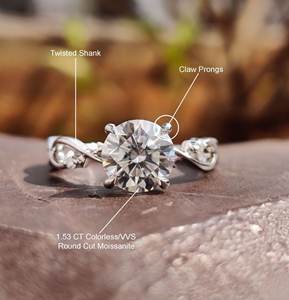 Bagues de bijoux de mode pour mariage nuptiale fabriquées en or massif 10kt et diamants ronds de laboratoire taillés en brillant - Product Image 4