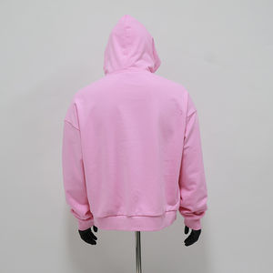 HSI OEM Sweat-shirts unis personnalisés sans cordon, coupe régulière, 100% coton, lourd, sweat-shirt à capuche d'automne pour hommes, rose bonbon - Product Image 5