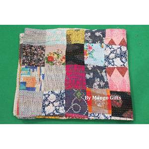 Queen Size Vintage Kantha Quilt Bedspread 100% Cotton <b>Indian</b> Bedcover Traditional Style Ralli <b>Throws</b> Wholesale - Product Image 2