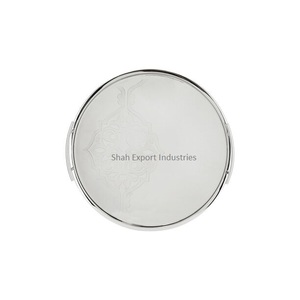 Nickle Plated Metal Food Serving <b>Tray</b> With Handle Round Shape for Home and Hotels Tabletop Food & <b>Drinks</b> Serving <b>Trays</b> - Product Image 3