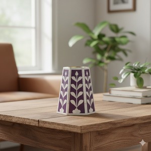 Quemador de Incienso Decorativo Hecho a Mano de Madera de Pino y MDF con Incrustaciones de Hueso, Diseño Floral Morado Antiguo, Arte Moderno Ecológico para el Hogar y la Oficina - Product Image 6