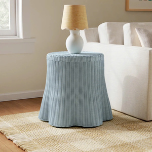 Elegante Mueble Auxiliar de Ratán Tejido a Mano, Estante de Almacenamiento de Mimbre Natural de Dos Niveles para Sala de Estar, Dormitorio, Muebles para el Hogar - Product Image 2