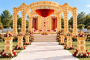 Mandap de Boda Tradicional Indio de Madera con Pilares Diya, Mandap de Boda Hindú Asiático, Fabricante Premium de Mandaps de Boda para EE. UU. - Product Image 2