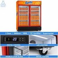 Réfrigérateur commercial vertical à refroidissement par air avec porte vitrée transparente pour boissons