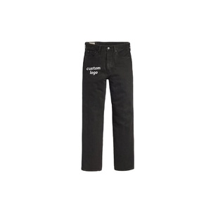 Pantalones Cargo de Mezclilla Rectos Negros de Moda para Hombre, Estilo High Street, con Logo Lavado de Alta Tecnología, Tallas Grandes 5, 100% Algodón Tejido - Product Image 1