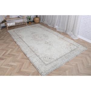 Tapis turc vintage, grand tapis de 5,7 x 9,9 pieds, tapis blanc à pois - Product Image 2