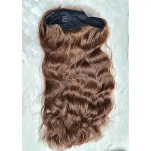 High quality Cambodian wavy 22" closure dome cap wig 100% raw human hair #6 color hair extensions from Vietlink Hair
