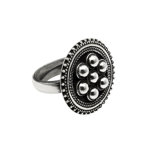 Top Selling Product in 2024 Solid 925 Sterling Oxidized Silver Round Shape Elegant <b>Ring</b> for Her Indian Handmade Jewelry Exporter - Product Image 1