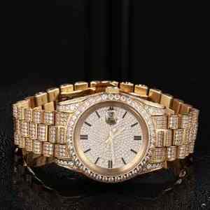 Customized Luxury Hip Hop Mechanical <b>Watch</b> Fully Iced Moissanite Diamond Automatic Movement Analog Display Antique Leather - Product Image 4