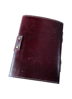 Carnet en cuir véritable avec cinq pierres colorées, journal vintage à couverture rigide, pages vierges à bords festonnés pour l'écriture et les sorts