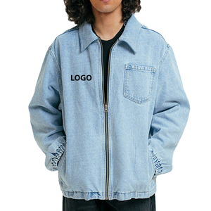 OEM แจ็กเก็ตผู้ชายแบบลำลองสำหรับฤดูใบไม้ร่วง, เสื้อแจ็กเก็ตแฟชั่นวินเทจผ้ายีนส์ยืนด้านหน้าขายดีสีทึบกันน้ำระบายอากาศออกแบบได้ตามต้องการ - Product Image 4